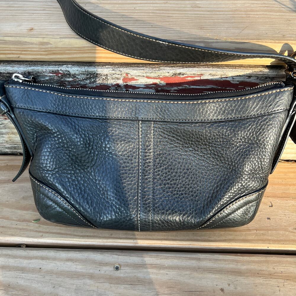 Coach Black Pebbled Leather Purse F12321 Madison Shoulder Bag Crossbody